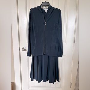 CAbi Navy Zip Hoodie and Skirt Set